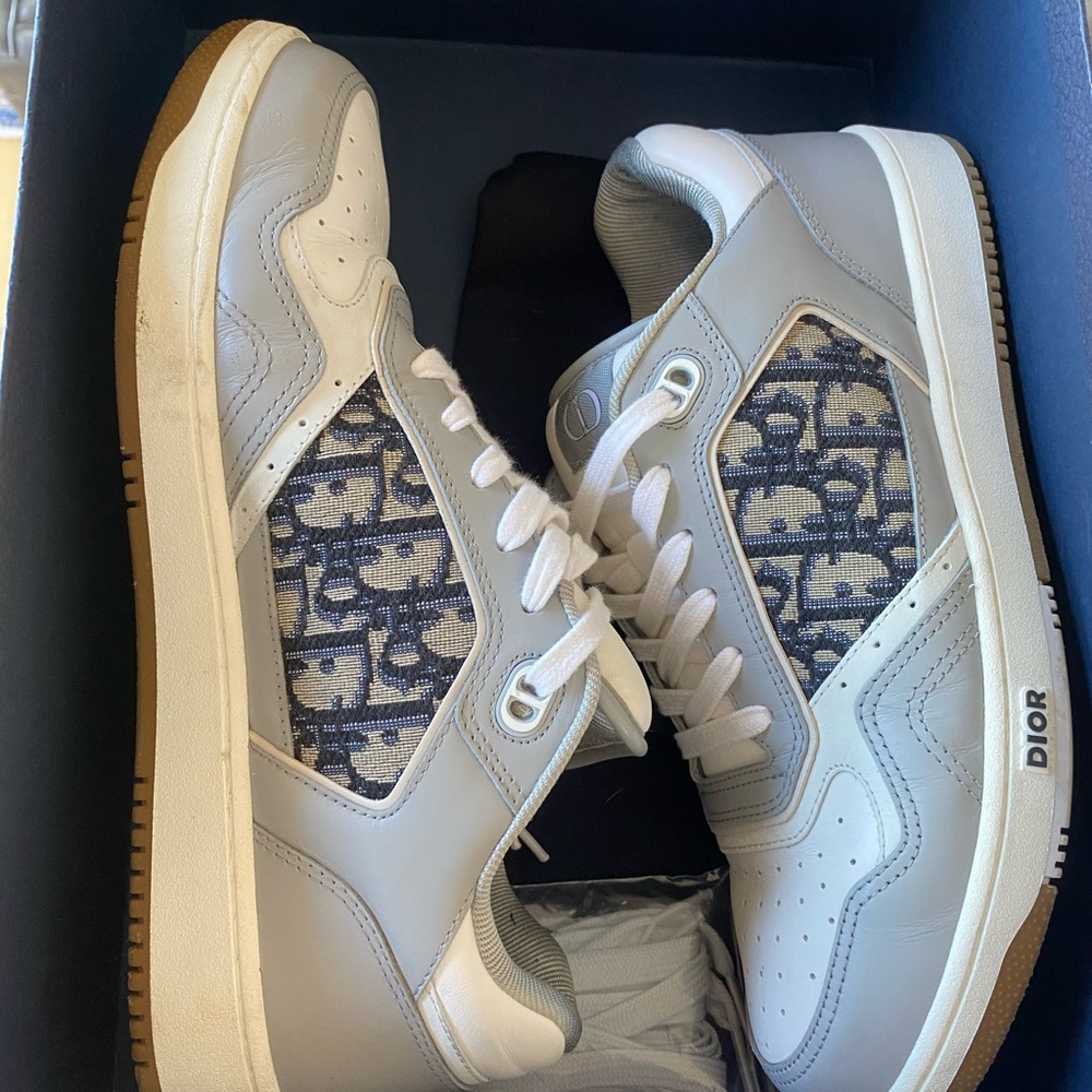 Dior Men's White and Blue Sneakers